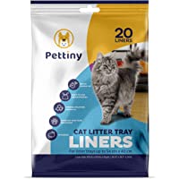 Pettiny 20 Bolsas Higiénicas para Bandejas de Gato Forros Resistentes con Asas para Areneros Medianos y Grandes